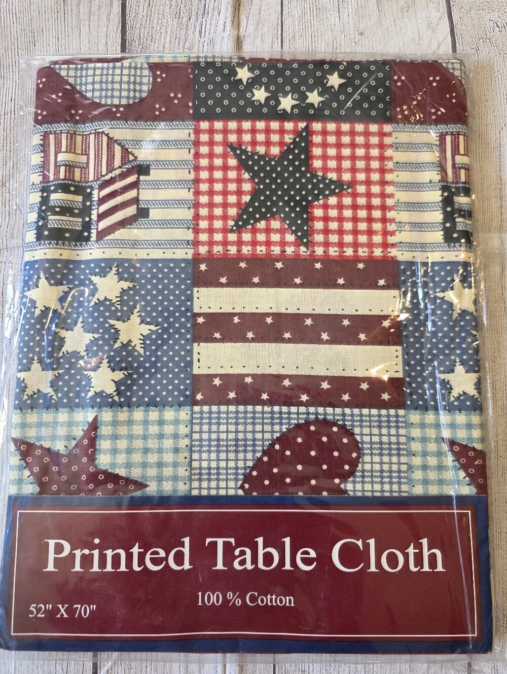 Nantucket Distributing 100% Cotton Americana Patriotic Country Table Cloth 52x70 - Picture 2 of 4